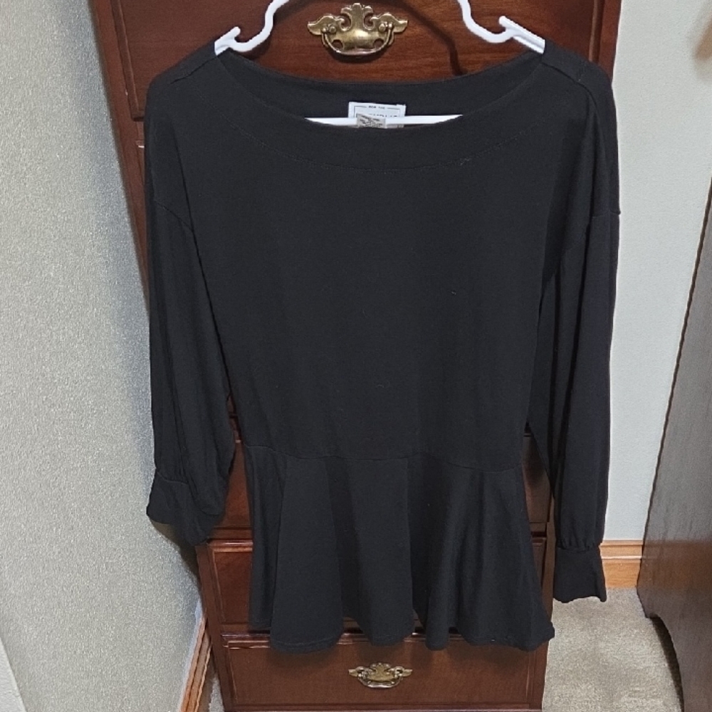 **2 for $10** For The Republic Black Peplum Blouse